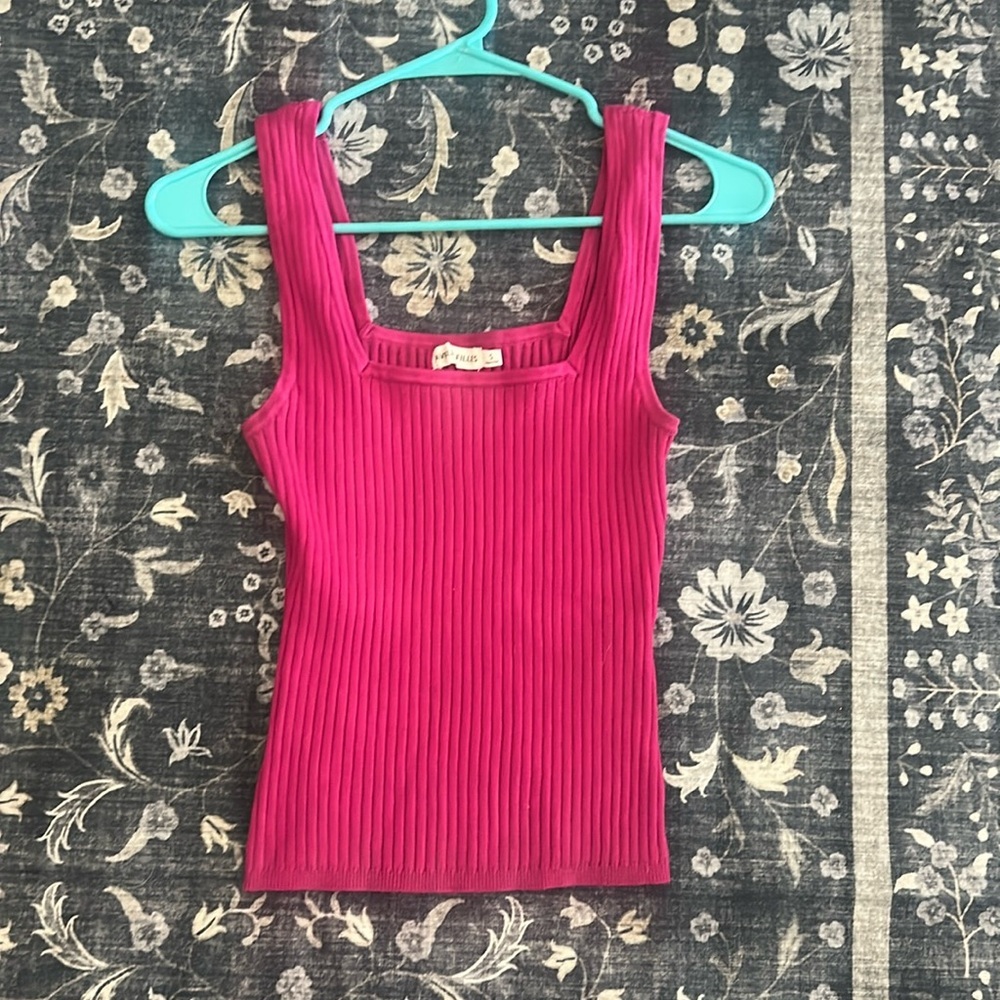 Avec Les Filles NWOT Viscose Nylon Square Crop Tank